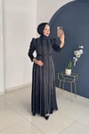 Pırlanta Taşlı Krep Abiye | Siyah