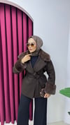 Premium Kürk Detaylı Kaban-Ceket | Kahverengi