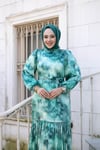 Şifon Desenli Elbise | Yeşil