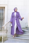 Tüylü Krep Abaya | Lila
