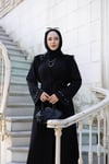 Tüylü Krep Abaya | Siyah