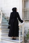 Tüylü Krep Abaya | Siyah