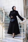 Tüylü Krep Abaya | Siyah