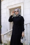 Yakası Taşlı Elbise | Siyah