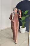 Yanları Cepli Takım | Açık Kahve