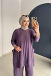 Yanları Cepli Takım | Lila
