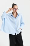 Mavi Oversize Poplin Gömlek