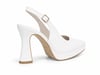Alpelli Beyaz Hakiki Deri Platform Topuklu Slingback Ayakkabı