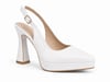 Alpelli Beyaz Hakiki Deri Platform Topuklu Slingback Ayakkabı