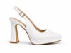 Alpelli Beyaz Hakiki Deri Platform Topuklu Slingback Ayakkabı