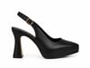 Alpelli Siyah Hakiki Deri Platform Topuklu Slingback Ayakkabı