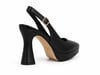 Alpelli Siyah Hakiki Deri Platform Topuklu Slingback Ayakkabı