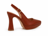 Alpelli Taba Hakiki Deri Platform Topuklu Slingback Ayakkabı