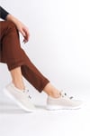 Kadın Hakiki Deri Ten Rengi Rahat Deri Sneaker Spor Ayakkabı