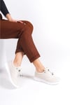 Kadın Hakiki Deri Ten Rengi Rahat Deri Sneaker Spor Ayakkabı
