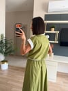  Marka Model Fıstık Yeşili Gömlek Etek Takım