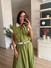  Marka Model Fıstık Yeşili Gömlek Etek Takım