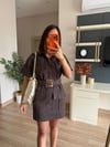 Acı Kahve Denim Gold Kemer Detaylı Elbise