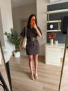Acı Kahve Denim Gold Kemer Detaylı Elbise