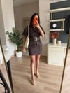Acı Kahve Denim Gold Kemer Detaylı Elbise