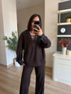 Acı Kahve Denim Yakalı Bağlamalı Modal Takım