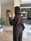 Acı Kahve Denim Yakalı Bağlamalı Modal Takım