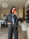Antrasit Çizgi Detay Ceket& Pantolon Takım