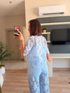 Bebe Mavisi Güpür Desenli Takım