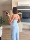 Bebe Mavisi Midi Boy Askılı Elbise