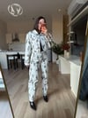 Beyaz Baskılı Denim Takım