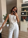 Beyaz Denim Bluz Pantolon Takım