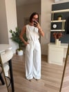 Beyaz Denim Bluz Pantolon Takım