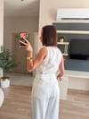 Beyaz Denim Bluz Pantolon Takım
