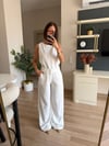 Beyaz Denim Bluz Pantolon Takım