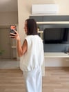 Beyaz Işıltılı Yelek Palazzo Takım