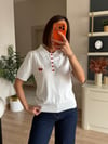 Beyaz Kirazlı Polo Yaka Triko