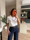 Beyaz Kirazlı Polo Yaka Triko