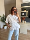 Beyaz Kısa Kollu Fermuarlı Balon Ceket