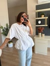 Beyaz Kısa Kollu Fermuarlı Balon Ceket