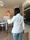 Beyaz Kravatlı Premium Blazer Ceket