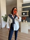 Beyaz Şal Detaylı Oversize Gömlek