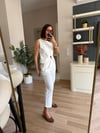 Beyaz Yanları Şeritli Yelek Pantolon Takım