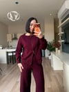 Bordo Çift Fermuarlı Triko Takım