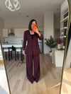 Bordo Çift Kemerli Blazer Takım