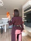 Bordo Çift Kemerli Blazer Takım