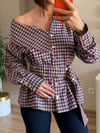 Bordo Ekose Desenli Çıtçıtlı Tasarım Gömlek