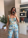 Çiçek Desenli Korse Pantolon Takım