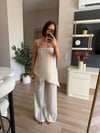 Çizgili Asimetrik Kesim Bluz Pantolon Takım