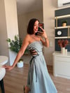Çizgili Crop Midi Boy Etek Takım