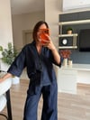 Denim Kısa Kollu Gömlek Pantolon Takım